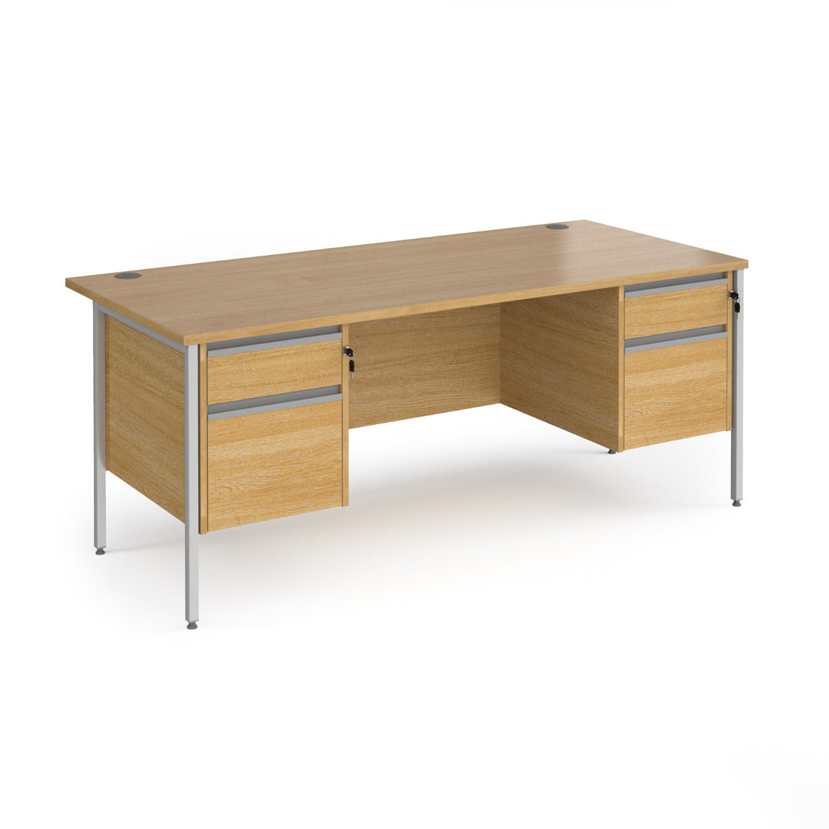 Contract H Frame Straight Office Desk with Two & Two Drawer Storage
